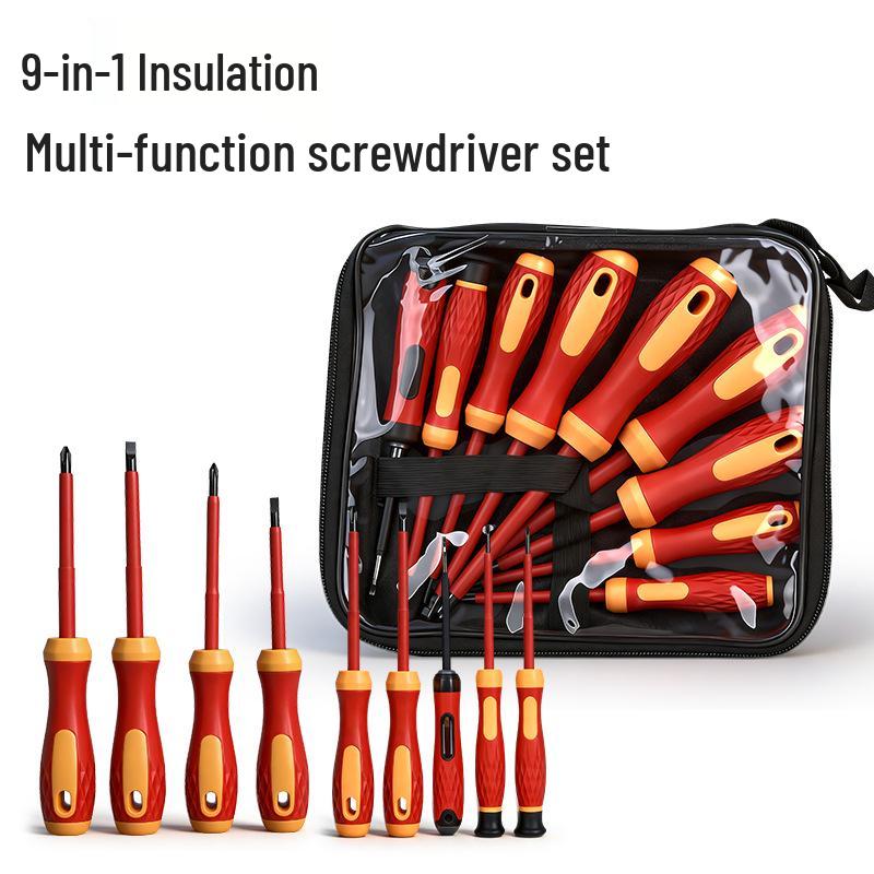 Insulated 9-in-1 Electrician s Magnetic Screwdriver Set with Voltage Tester Electrician 9-in-1 Insulated Screwdriver