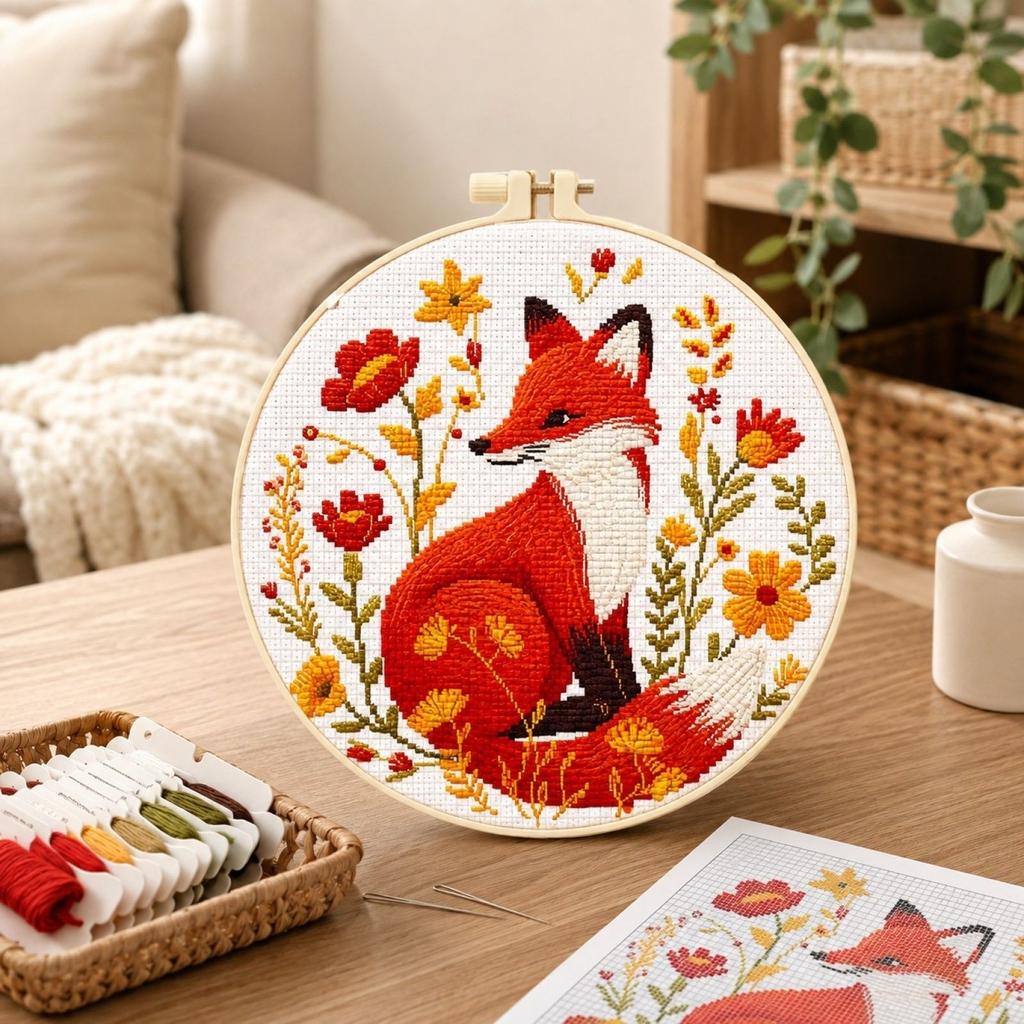 Embroidery Kit with 20 Hoops, Design Fabric Set for Adults