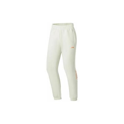 Li Ning Fitness Series Solid Color Fitted Jogger Pants Unisex Pants Cream-White AKLT051-3