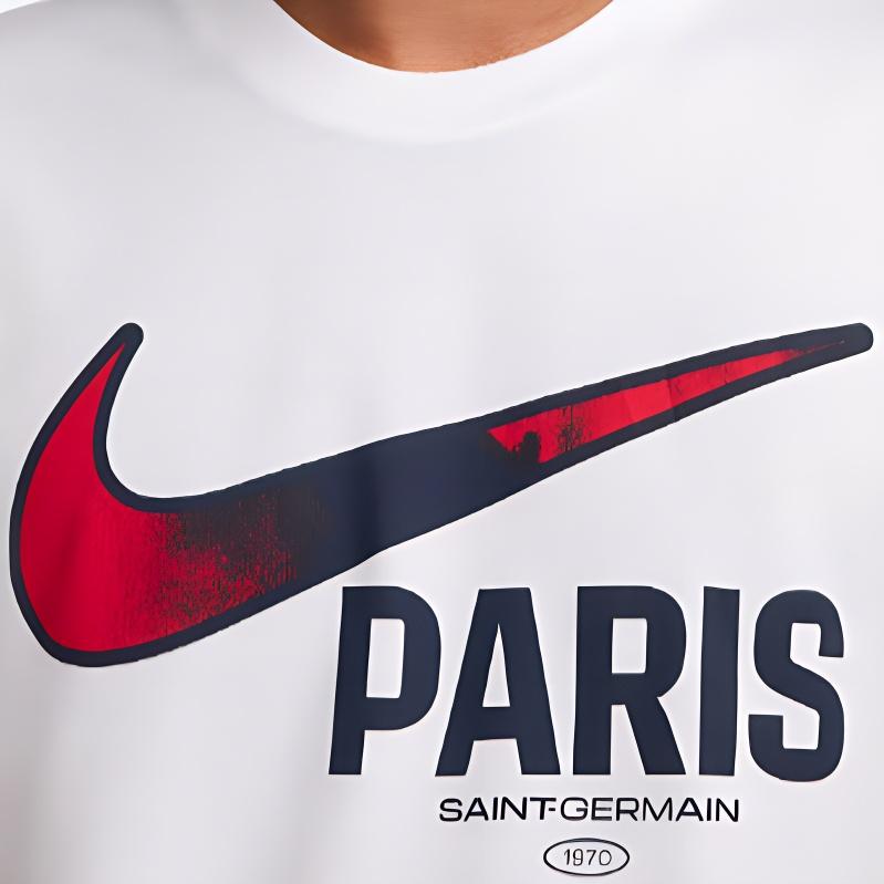 Nike Swoosh Round Neck Logo Print Soft Comfortable Short Sleeve T-Shirt Men Tops White FV8555-100