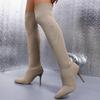 Autumn and winter new knee elastic boots pointed thin heel flying socks boots knitted tube knee boots