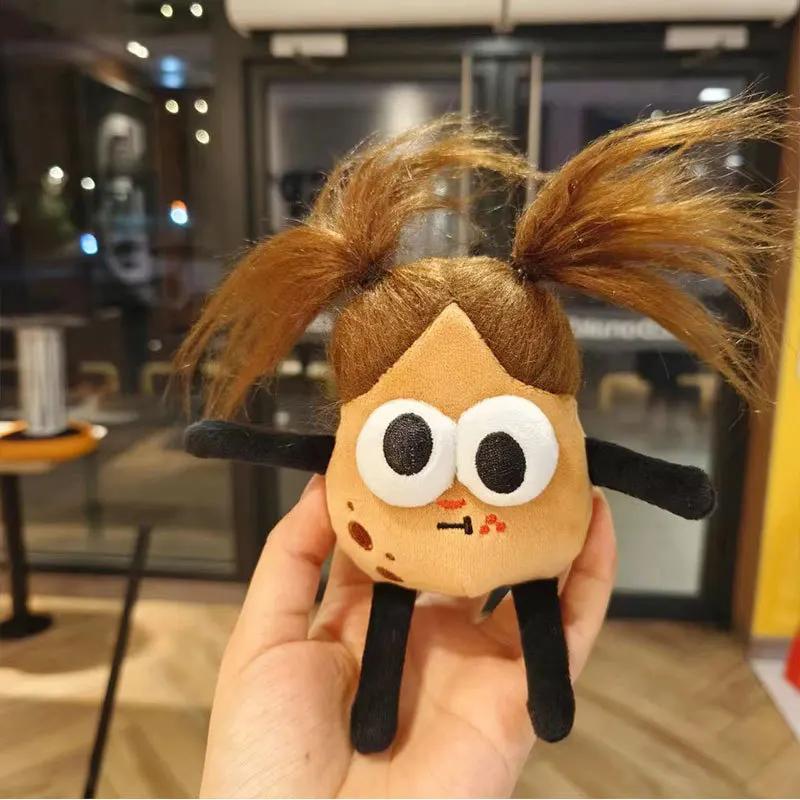 12Cm Explosions Fried Potato Sausage Mouth Keychain Plush Toys Funny Big Eyes Pendant Doll Bag Keychain Car Pendant Best Gifts
