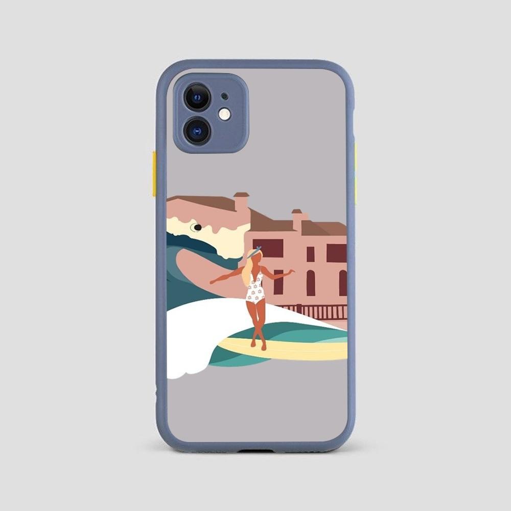 Beach Surf Girl Phone Case for iPhone 14 11 12 13 Mini Pro Max 8 7 Plus X XR XS MAX Translucent Matte Cover