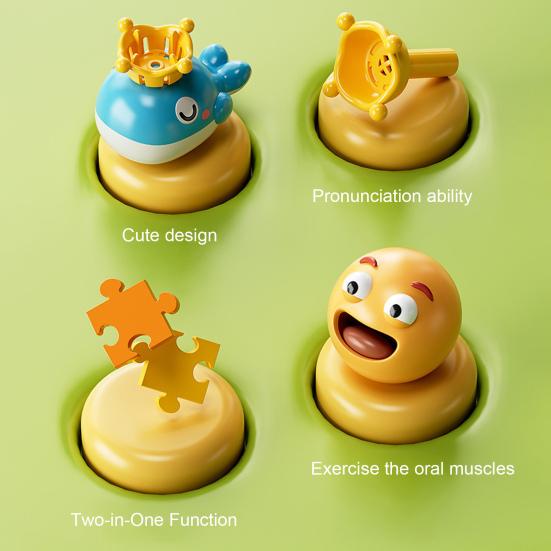Suspended Ball Toy for Oral Interactive Whale Bear Motor Development Design Trumpet Play Toy with Dual