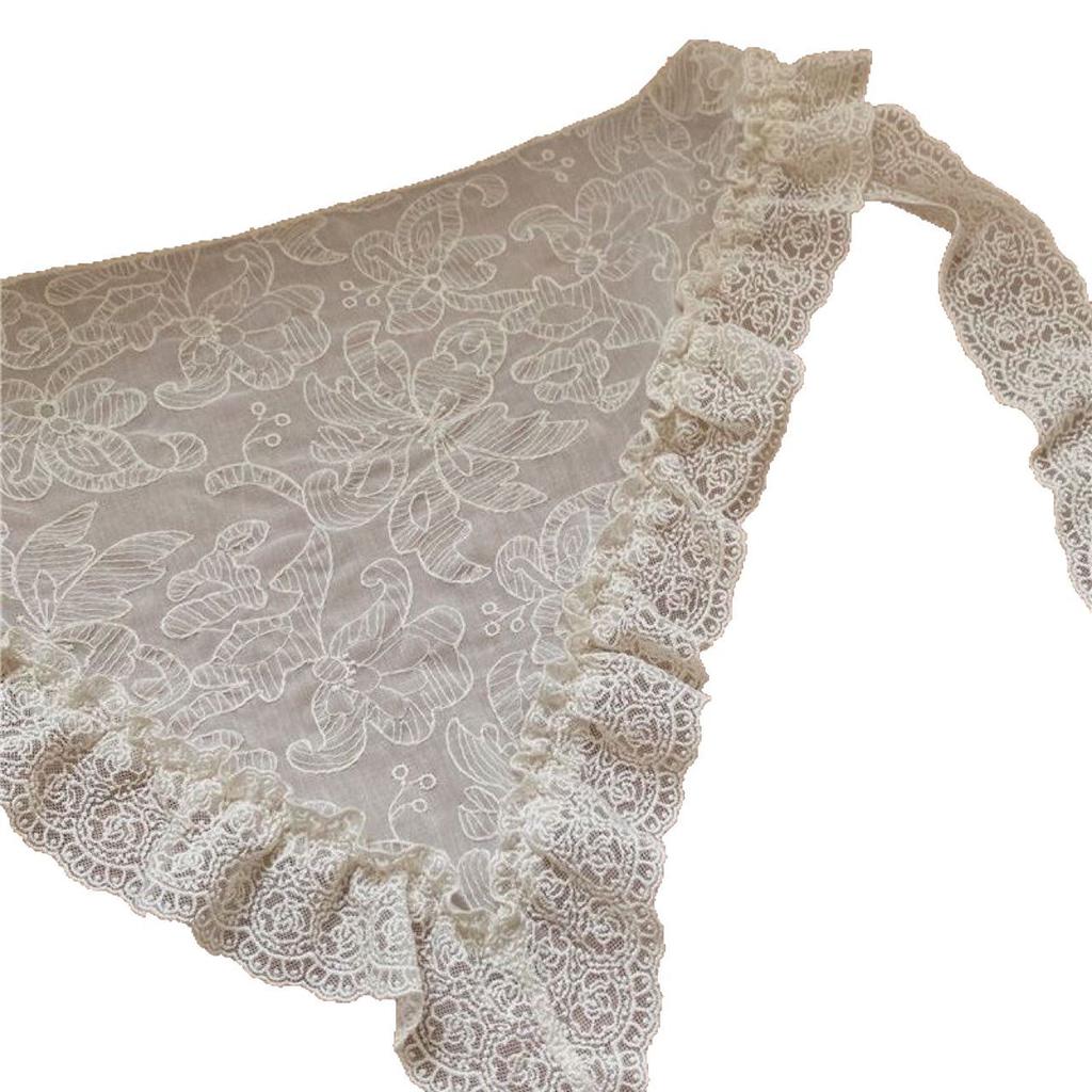Real Shot Retro Lace Silk Scarf Headscarf Stacked Triangular Scarf Skirt Fart Curtain