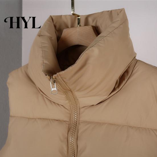 Cotton Waistcoat Winter Women Vest Coat Stand Collar Neck Protection Thickened Padded Zipper Closure Cold Weather Cardigan Sleeveless Solid