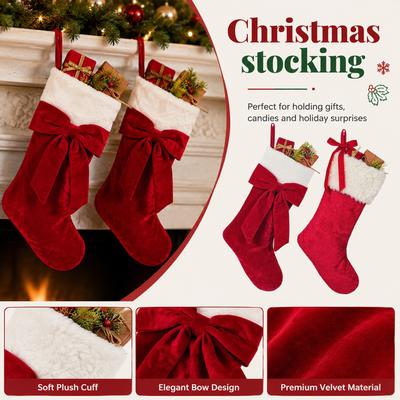 Christmas Stocking Gift Bag with Large for Fireplace Hanging Decoration and Kids Candy Treats