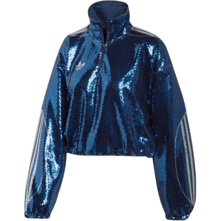 Adidas Originals Cropped Coats Women s Blue Turtleneck Moderate FM7293 34
