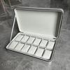 Portable Black and Blue-Gray Leather Zipper Watch Box with 6, 10, or 12 Slots - Flip-Top Jewelry Storage