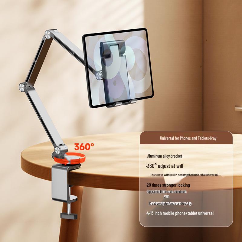Aluminum Alloy Rotating Bedside Tablet and Phone Stand - Versatile for Bed, Desk, or Car Use