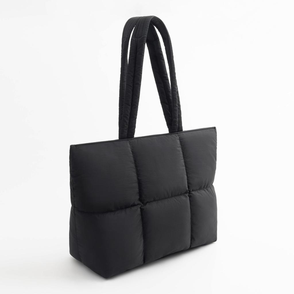 Comfyable Work Tote Bag for Women, Puffer Nylon Purse with Laptop Compartment, Large Shoulder Bag for Travel, School, 15 16 Inch