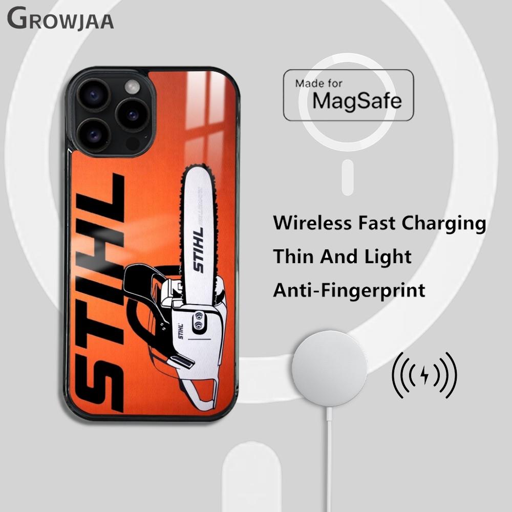 Funda de Teléfono Magnética con Logo de Motosierra S-STIHLs Para iPhone 16 15 14 13 12 11 Pro Max Plus Mini Magsafe Cubierta de Carga Inalámbrica