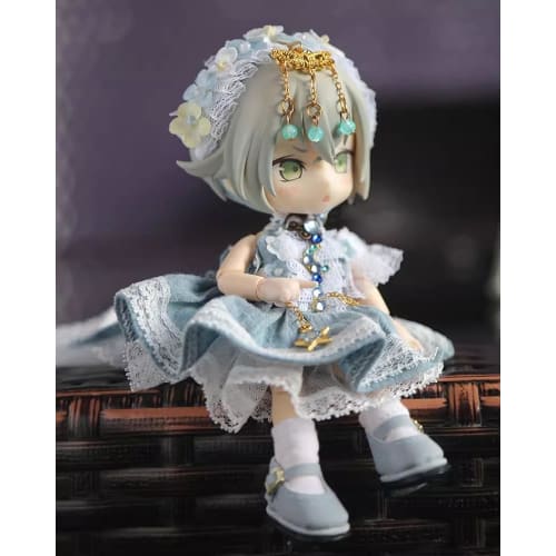 Obitsu 11 OB11 Size Outfit Set for Obitsu Dolls (11cm Body), Princess Dress, Lolita Style, Cute, 5-Piece Set (Blue Gray)