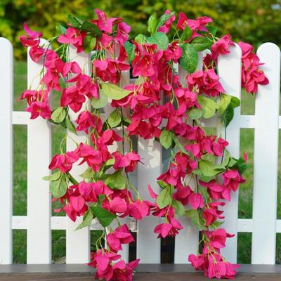 2Pcs Hanging Artificial Bougainvillea Speetabilis UV Resistant Realistic Fake Flower Wedding Party Indoor Outdoor Garden Yard Faux Bloom Decoration