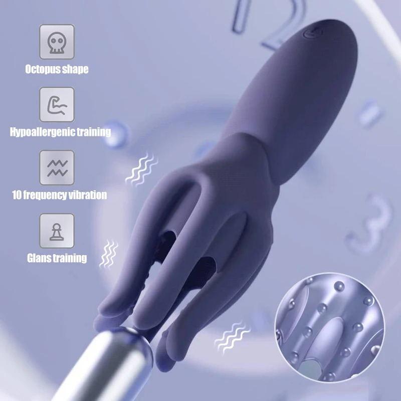Powerful Vibrator Octopus Vibrating Penis Massager Glans Stimulator Delayed Training Reusable Vibrator
