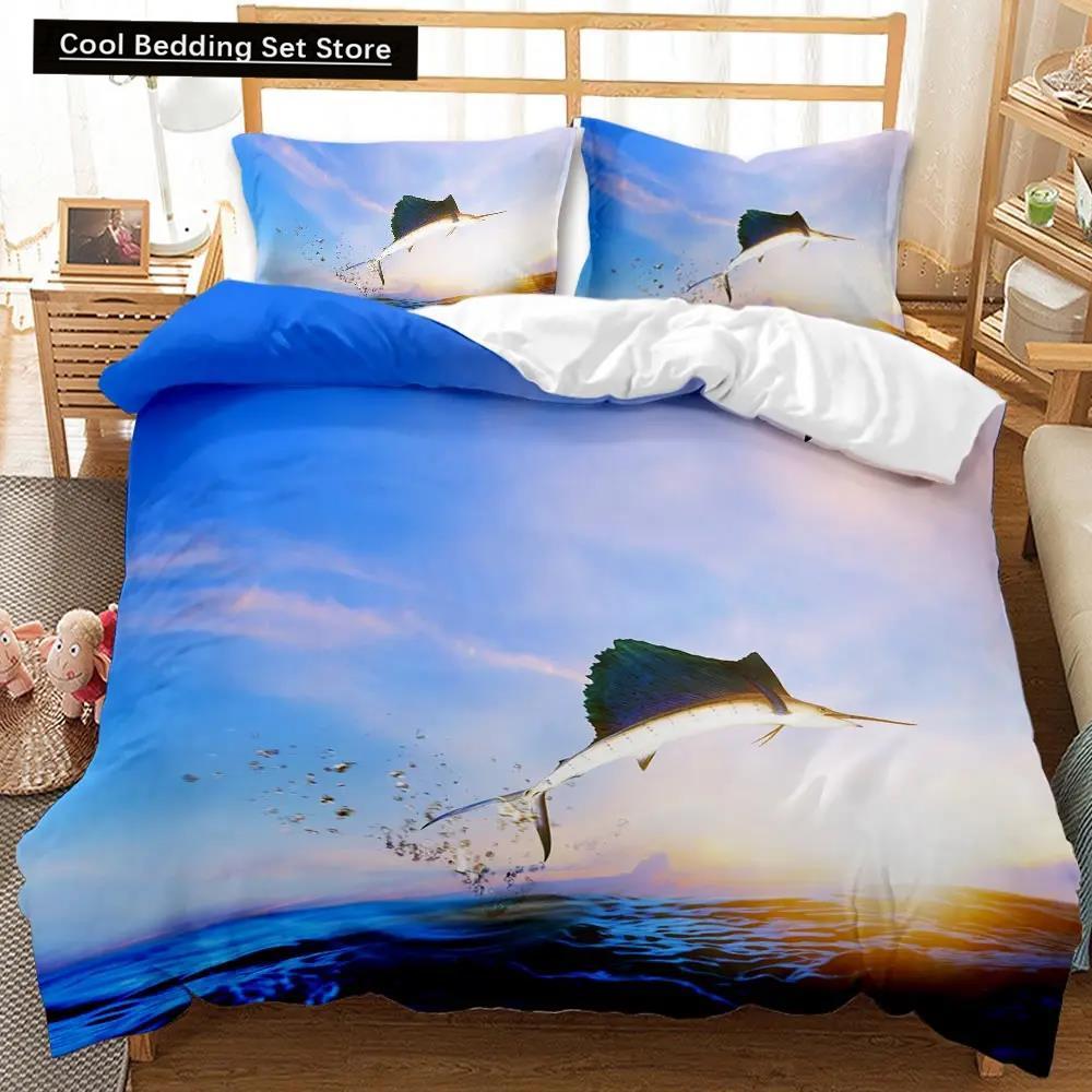 Marine Life Dynetrekksett Glødende Maneter Twin Qulittrekk Tropical Ocean Fish Under Sea Marine Life Polyester Sengesett