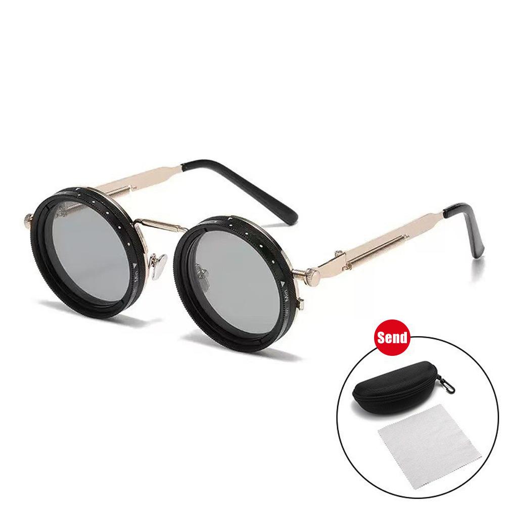 1Pcs Round Sunglasses Adjustable Retro Polarized Dimming Sun Glasses For Outdoor Travel Punk Eyeglasses Shades UV400
