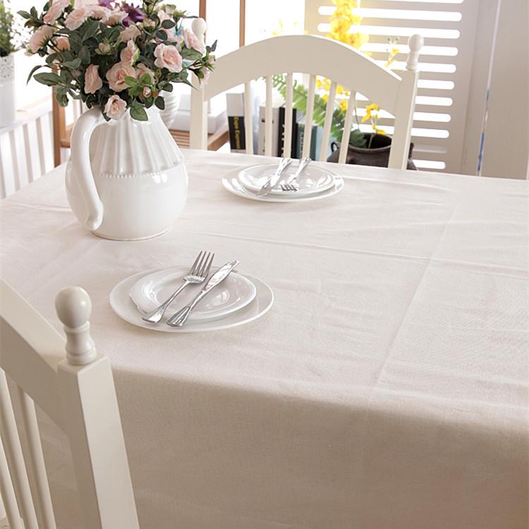 Polyester Cotton Tablecloth Thickened Modern Simple White Solid Color Lace Coffee Table Tablecloth Dining Table Cloth