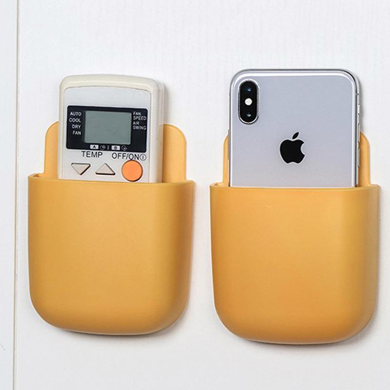 Wall-Mounted Remote Control and Phone Charging Storage Shelf - No-Drill Installation