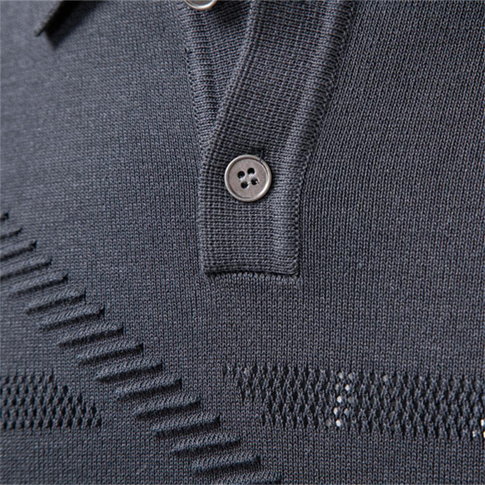 AIOPESON 2025 Autumn Winter Thermal Comfort Mens Polo Sweater Solid Stripe Long Sleeve Slim Fit Sweater Men