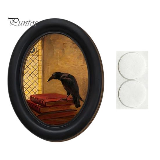 Ghost Oil Painting Print Halloween Wall Decor, Cute Table Sign, Vintage Oval Framed Retro Decor Picture, Decorative Art for Mantel Living Room Bedroom