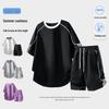 Ice-Cool Cotton Men's Two-Piece Set: Short-Sleeve T-Shirt & Five-Point Pants, Summer 2026 New Style, Casual Sportswear for Students