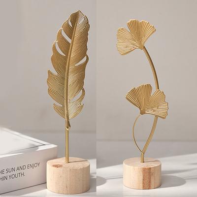 Luxusní Řemeslné Listy Ginkgo Sněhové Vločky Pírka Socha Dekorace Obývacího Pokojového Domácí Dekorace Doplňky Kancelářský Stolní Ornament