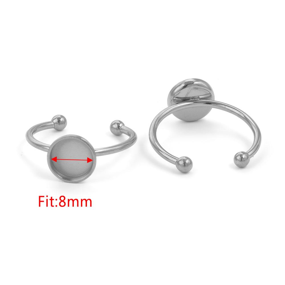 10 Stück Verstellbare Edelstahl Offene Ringfassungen Leere Basis Fassung Cabochon Ringe Für Schmuckherstellung DIY Fingerring Leere