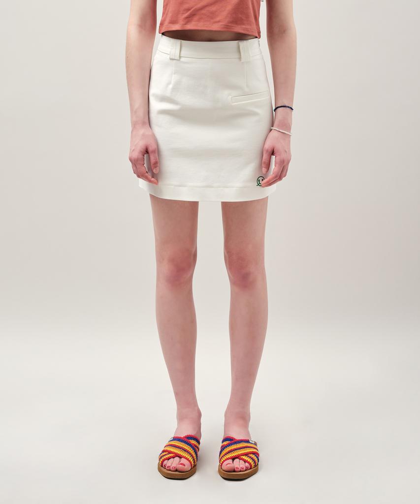 Mayol Symbol Embroidered Mini Skirt_Ivory