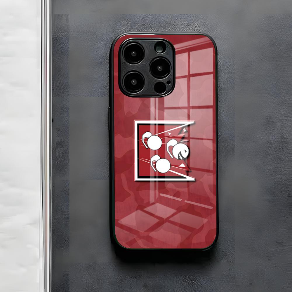 

R-Rainbow-Six Siege Game Phone Case For IPhone 17 Air 16 E Pro Max 15 14 13 Mini 12 Pro 11 Max Plus Black Glass Cover iPhone 15