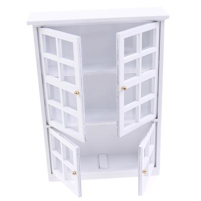 1/12 Dollhouse Miniature Furniture White Kitchen Dining Cabinet Display Shelf