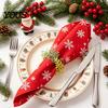 Household Napkin Holder 6Pcs Rings, Elastic Design for Light And Thick Ring Napkins, Imitation Holly Leaf Accessory Weddings Parties Home Use