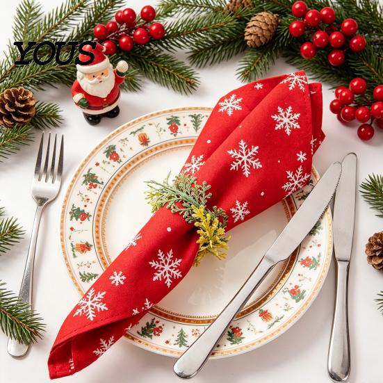 Household Napkin Holder 6Pcs Rings, Elastic Design for Light And Thick Ring Napkins, Imitation Holly Leaf Accessory Weddings Parties Home Use