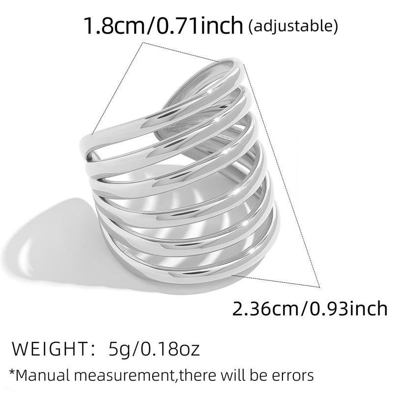 

Creative Minimalist Stainless Steel Multi-Layer Open Rings for Women Chic Design Rock Metal Finger Ring Daily Wear Zircon мідний