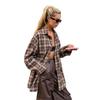 2025 European Spring Retro Women's Long Loose Plaid Shirt