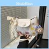 Cartoon Fashion Printed Women Shoulder Square Bag With Lace Bow And Doll Pendant