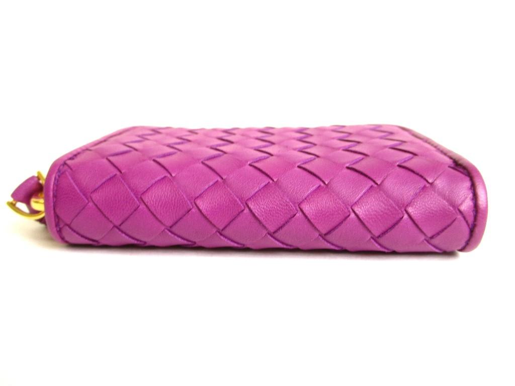 Authentic BOTTEGA VENETA Intrecciato Purple Leather Round Zip Coin Purse #9794  Refurbished