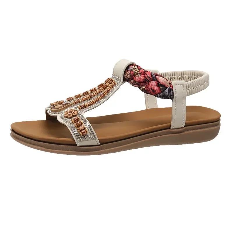 Женские босоножки на танкетке в стиле бохо — фото 7