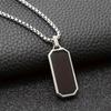 Elegant Men's Stainless Steel Necklace with Sleek Black Pendant - Geometric Design, Non-Magnetic