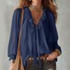 European and American women's clothing spring and summer new women's fashion V-neck loose shirt ruffle edge top