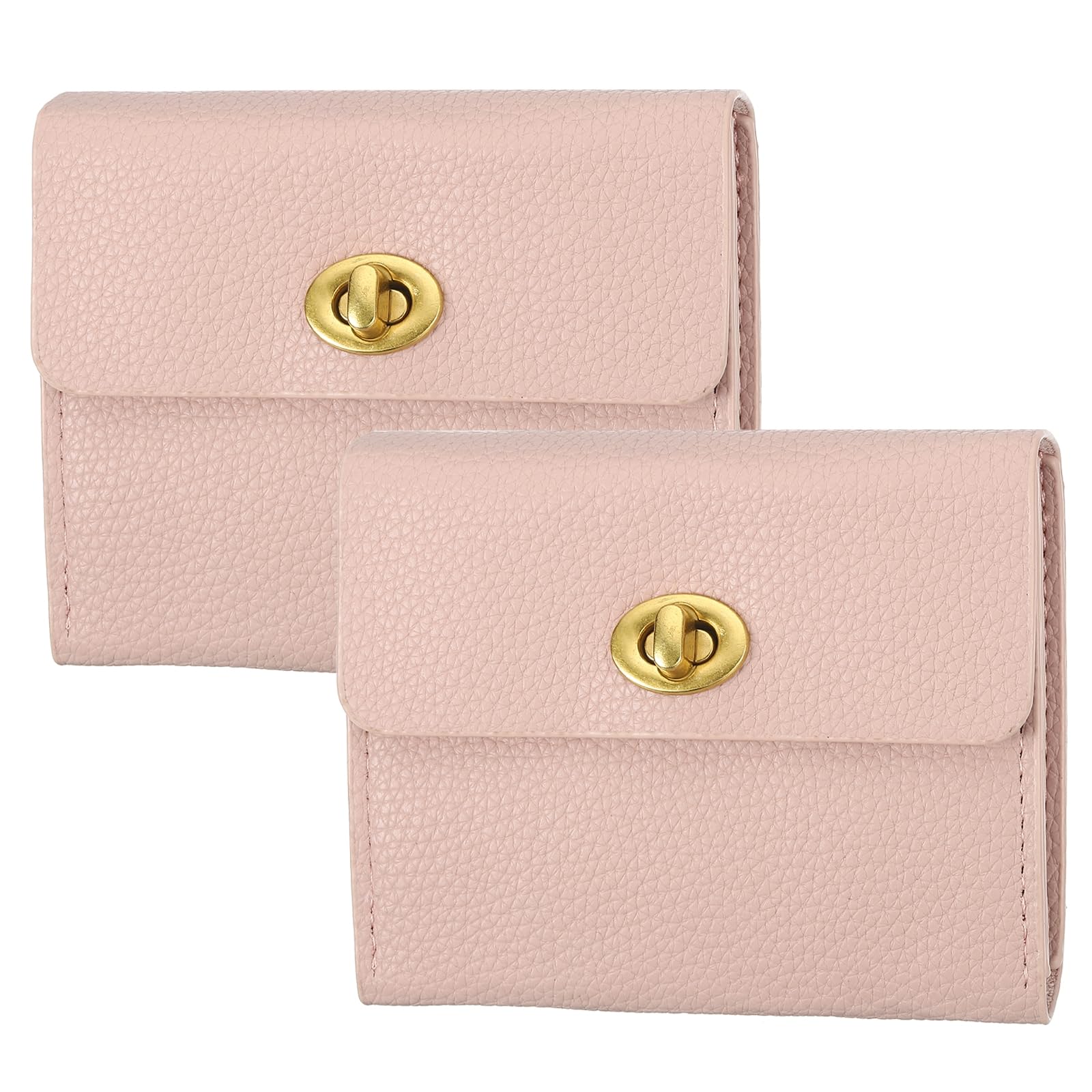 

PATIKIL 2-Piece Set of Small Leather Wallets with Metal Buckles, Card Case, Coin Case, Business Purse, Unisex, Pink