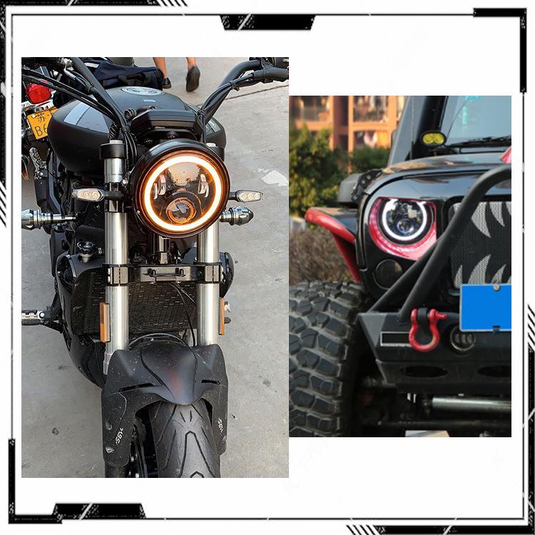 Harley Wrangler 7-inch LED Headlight with Angel Eye, DRL, and Turn Signal