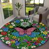 1pc Vibrant Butterfly Field Printed Chair Rug for Home Office Use, Living Room Kitchen Game Room Round Carpet
