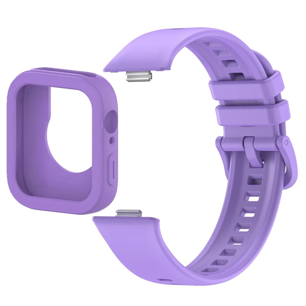 

Silicone Band+Case For Huawei Watch Fit 3 Soft Protector Cover For Huawei Fit 3 Colorful Sport Strap Replaceable Accessories Huawei Watch Fit 3 фіолетовий