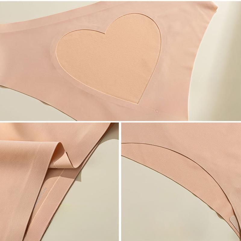 Girls' Transparent Mesh Sexy Big Heart Hollowed-out Panties with Briefs for Ladies with Low Waist Ice Silk Underwear