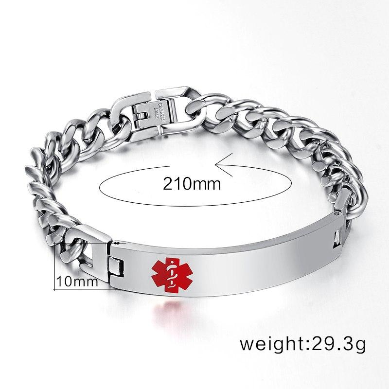 Vnox Customized Medical Remind Stainless Steel Bracelet Personalized ICE Info Emergency