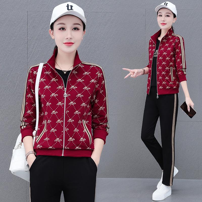 Khmer Damen Freizeit Sportanzug - Cardigan & Sweatpants Set für Frühling/Herbst