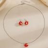Fresh Lemon Fruit Dangle Earrings Pendant Necklace Matching Jewelry Set Summer Fruit Themed Accessory for Women