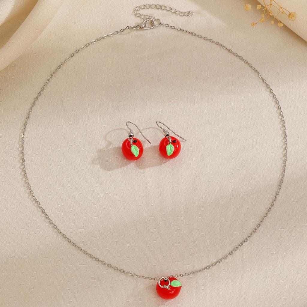 Fresh Lemon Fruit Dangle Earrings Pendant Necklace Matching Jewelry Set Summer Fruit Themed Accessory for Women