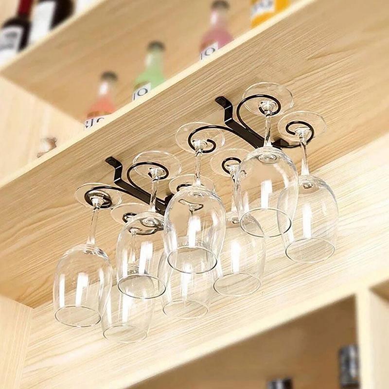 4/8/12 Cups Metal Wine Glass Rack Holder Stemware Hanging Under Cabinet Stemware Holder Storage Bar Kitchen Glass Wine Cup Shelf